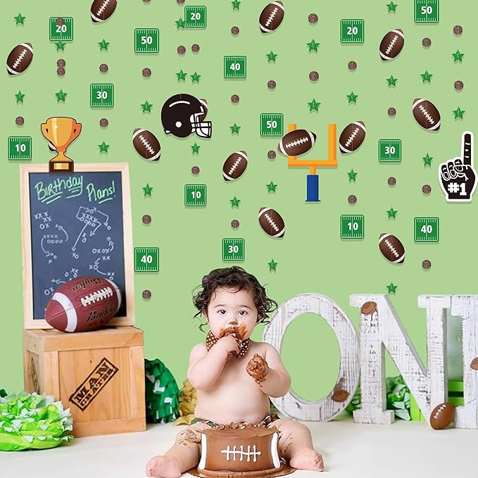 Football Party Decorations Star Circle Dot Football Helmet Goalpost Trophy Finger #1 Touchdown Hanging Cutout Garland Streamer for Birthday Baby Shower Wedding Classroom Nursery Wall Ceiling Decor