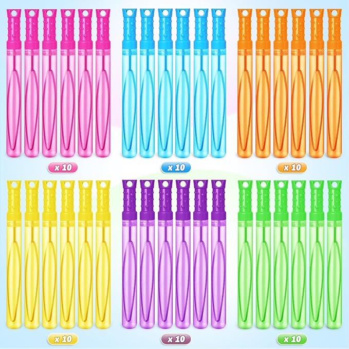 60PCS Bubble Wands for Kids,Bulk Bubble Wand for Kids Party Favor, Bubble Maker for Party Favor,Birthday,Goodie Bags, Wedding, Carnival Prizes, Summer Outdoor Toy Gifts, Assortment 6 Colors