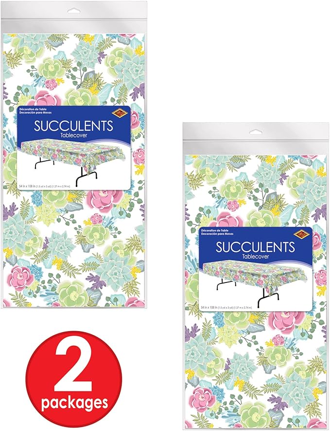 Beistle Floral Tablecovers, 54” x 108” – Plastic Table Cloth, Rectangular Tablecloth, Table Covers for Party, Summer Tablecloth, Spring Tablecloth, Flower Tablecloth, Assorted, 2 Pieces