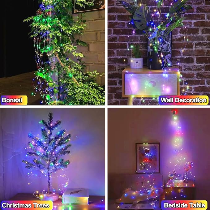 Lemical 300LEDs Fairy Curtain Lights 98FT (10×9.8FT Strands) Fairy String Lights with 8 Modes Remote Control Curtain String Light for Bedroom Wedding Christmas Tree Window Ceiling Decor (Multicolor)