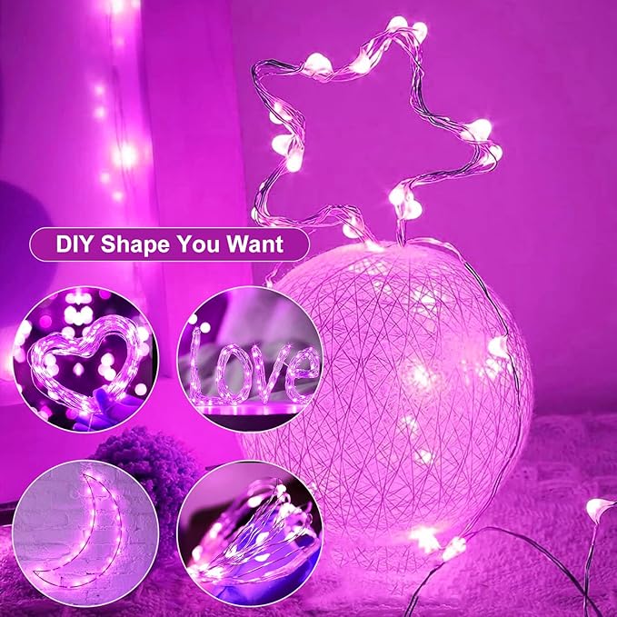 24Pack Fairy Lights Battery Operated, 7ft 20 LED 3 Modes Speed Twinkle Mini String Lights Waterproof Silver Wire Firefly Starry Lights for Mason Jars Wedding Party Christmas Decorations