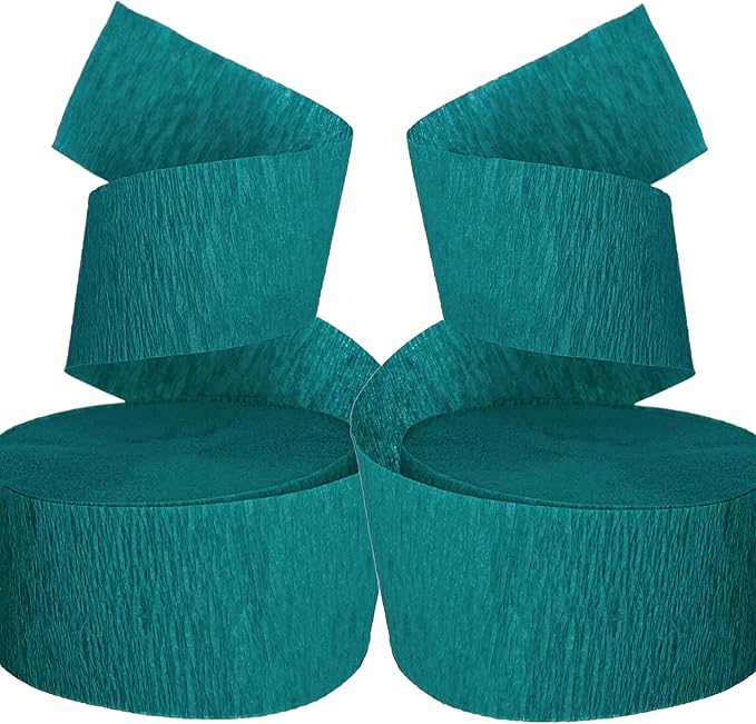 TEAL Crepe Paper Streamers, 2 ROLLS, 145 FT TOTAL, MADE IN USA!