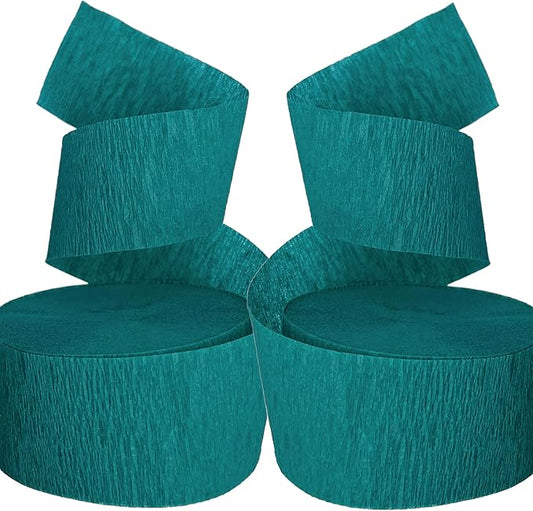TEAL Crepe Paper Streamers, 2 ROLLS, 145 FT TOTAL, MADE IN USA!
