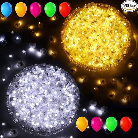 AIKEI 200pcs LED Balloon Lights,Mini Balls Lights,Long Standby Time Party Lamps,Waterproof for Paper Lantern,Easter Eggs Decor, Halloween Wedding Birthday Party Decoration (White+Warm White, 200pcs)