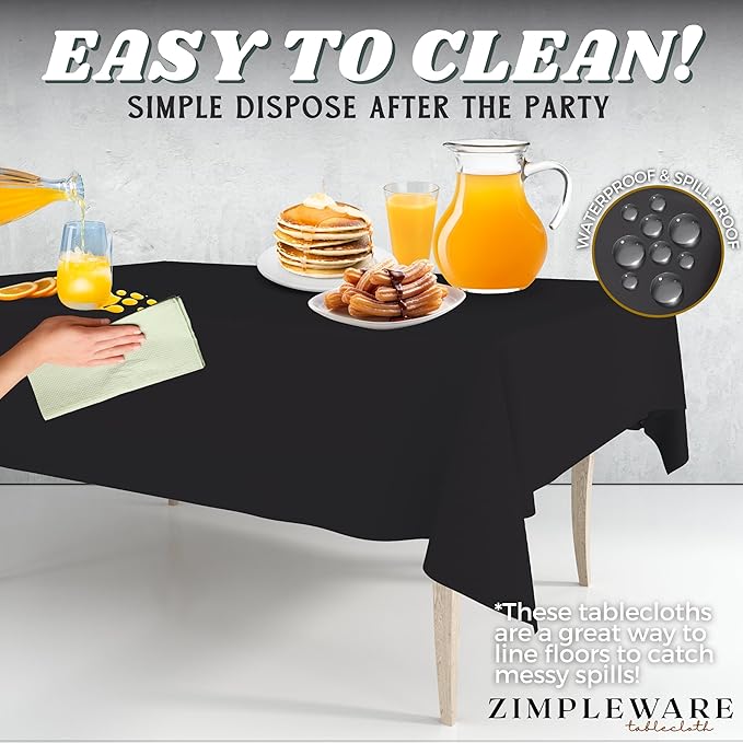 ZIMPLEWARE Premium Dark Grey Plastic Table Cloth Disposable (12 Pk) Plastic Tablecloths for Rectangle Tables (54in x 108in) Party Table Cloths Disposable for 6ft to 8ft Rectangle Tables