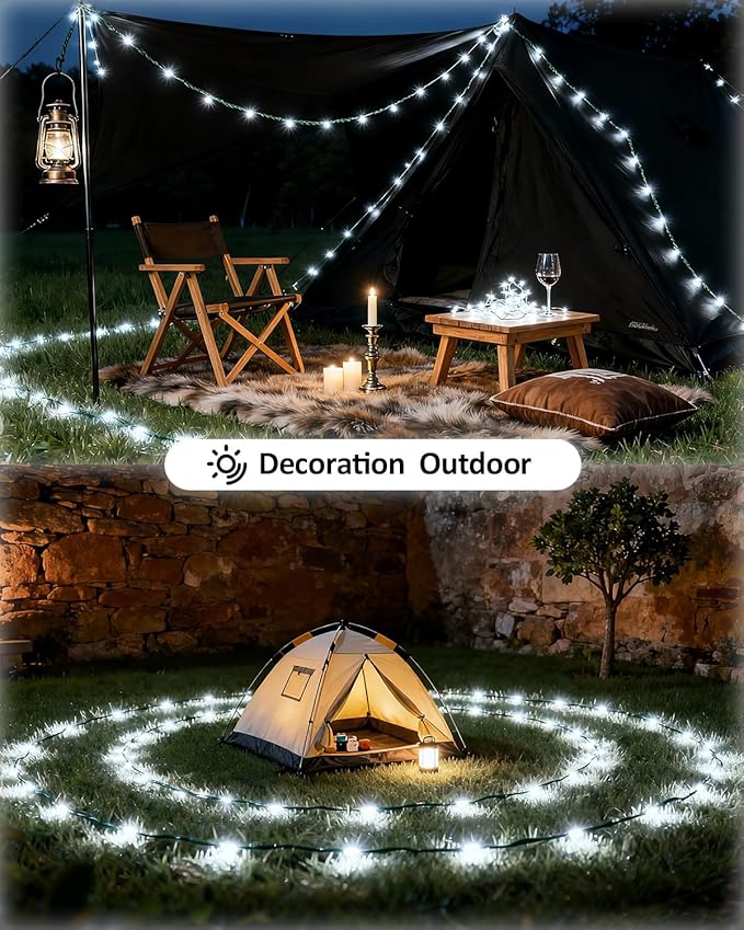 Outdoor String Lights, 328FT 1000 LED Fairy Lights, IP65 Waterproof Outside with Remote, 8 Lighting Modes Dimmable Timer Hanging LED Lamp for Camping Garden Patio Christmas Decor Yard Fence Tree