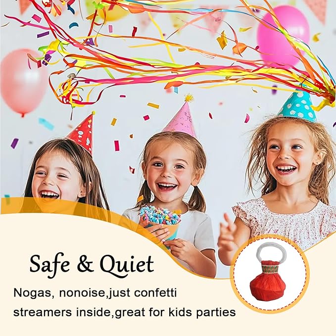 100 Pack Streamer Poppers, 6 Color Mix No Mess Confetti Poppers，Party Poppers No Mess Streamers Easy to Clean Handheld Streamer Cannon，Ideal for Celebrations and Events