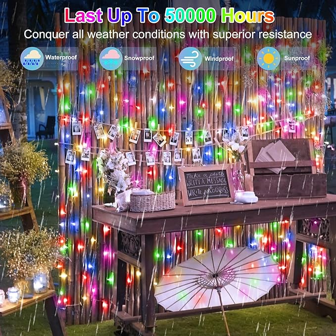 750 LED 240FT Christmas String Lights Outdoor with 12 Lighting Modes, Green Wire Christmas Lights with Timer & Dimmable, Waterproof Plug in Fairy Lights for Room Party Home Patio Xmas, Multicolor