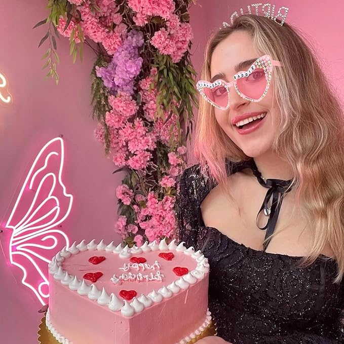 CIEHER Birthday Glasses for Women Girls Rhinestones Birthday Sunglasses Birthday Accessories Party Favors