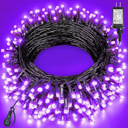 Purple Christmas Lights Outdoor, 80FT 240 LED Plug in String Lights for Outside Waterproof, 8 Modes Connectable Green Wire Fairy Twinkle Light for Indoor Home Xmas Garden Holiday Decorations
