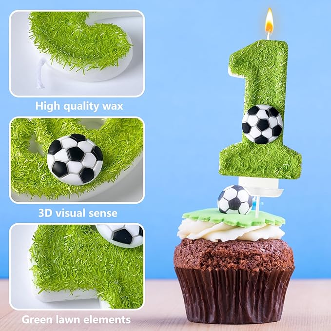 10th Birthday Candles，Soccer Birthday Decorations，Suitable for Girl and boy Cake Toppers, Wedding Cakes, Anniversaries, Party Celebrations, Birthday Decorations