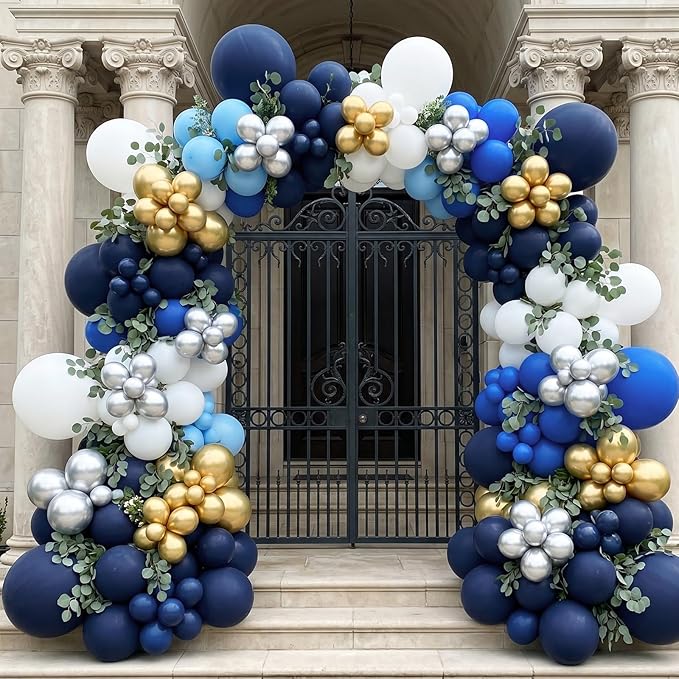 RUBFAC 135pcs Navy Blue Balloons Different Sizes 18 12 10 5 Inch Dark Blue Latex Balloon Garland Arch for Graduation Birthday Party Baby Shower Wedding Decorations