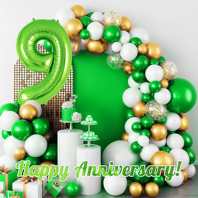 Green Number 9 Balloon 40 Inch, Big Large Foil Helium Number Balloons, Jumbo Giant Mylar Number 9 Balloons for 9 Year Old Birthday Party Decorations Supplies Anniversary Celebration