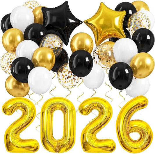 2026 Black and Gold Graduation Decorations Balloons Kit - 40 Inch Gold 2026 Number Balloons, Graduation Party Supplies 2026 for High School College Graduation, Class of 2026 Grad Decor