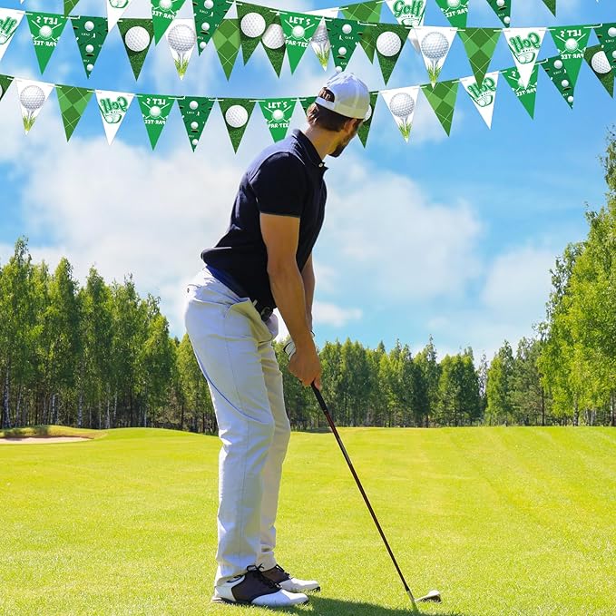 5 Pcs Golf Party Decorations Golf Triangle Banner Hole in One Birthday Decorations Pennant Flags with Double Sided Printing or Birthday Party Hanging Supplies