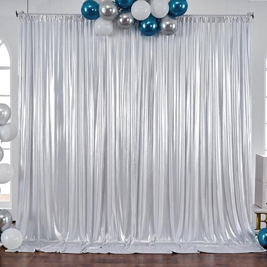 30×10FT Silver Sequin Backdrop Curtains Wedding Backdrop Drapes Wrinkle-Free Thick Glitter Photo Background Fabric for Birthday Graduations Friendgiving Christmas Party Photography Stage Decor
