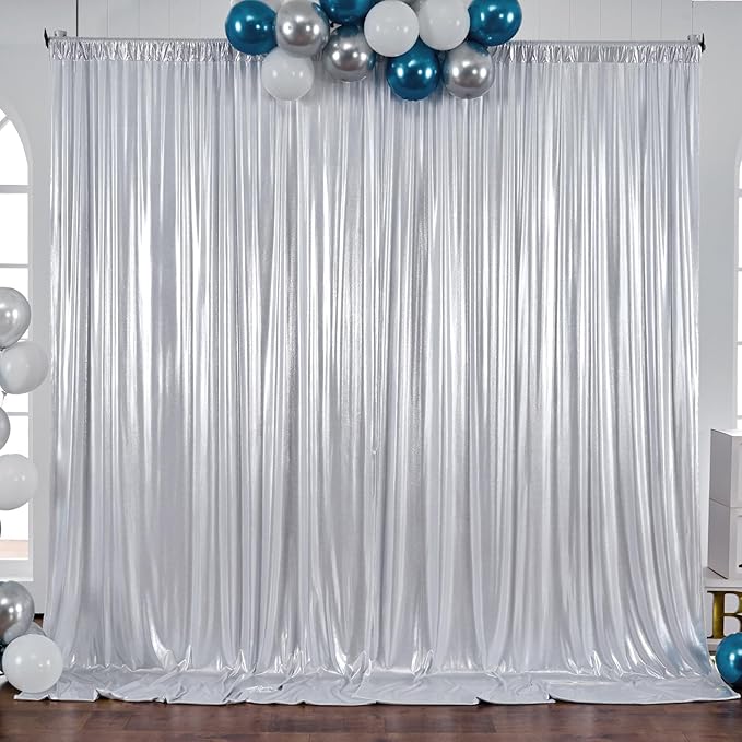 20×10FT Silver Sequin Backdrop Curtains Wedding Backdrop Drapes Wrinkle-Free Thick Glitter Photo Background Fabric for Birthday Graduations Friendgiving Christmas Party Photography Stage Decor