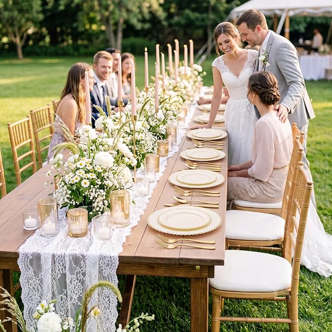 Supernal 180pcs Gold Plastic Silverware Set, Elegant Hammered Design Disposable Cutlery (60 Forks, 60 Spoons, 60 Knives), Heavy Duty Plastic Utensils for Weddings, Graduation Parties 2026 & Catering