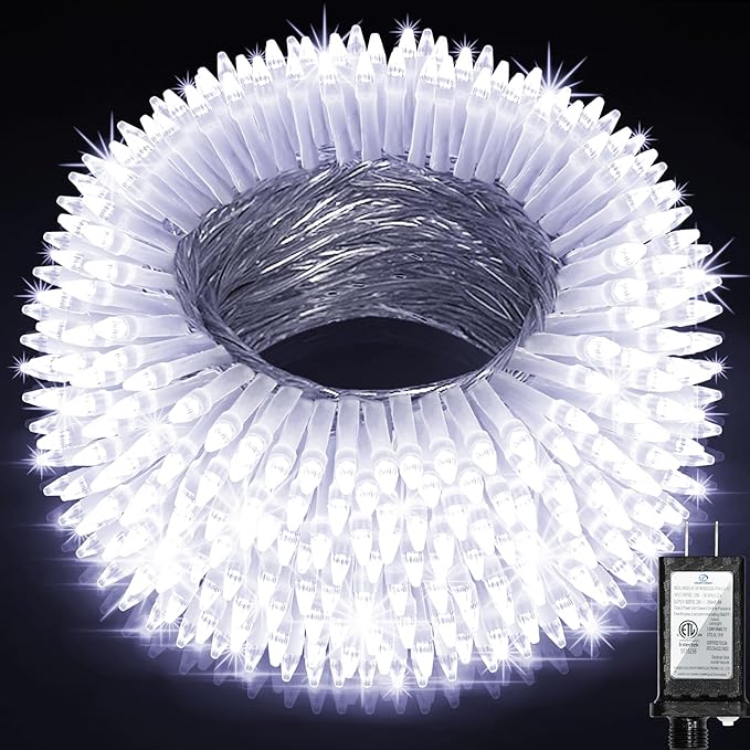 750LED Christmas Lights Outdoor Use, 240ft 12 Modes Cool White LED String Lights with Timer Dimmable, Waterproof Christmas Tree Lights for Xmas Patio Yard Fence Balcony Garden Decor Cool White