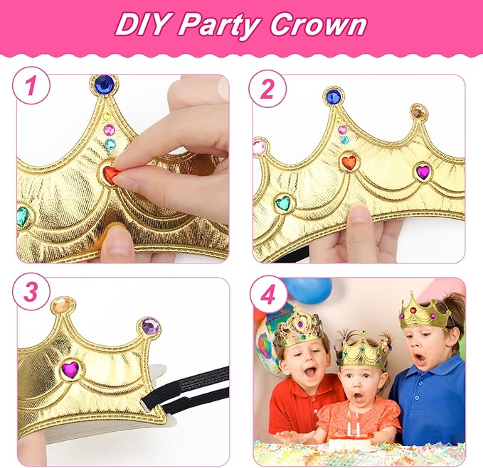 AHIER 23 Pieces Foam Crowns Set, Princess Tiaras Crowns DIY Party Crowns Make Your Crowns With Diamond Sticker