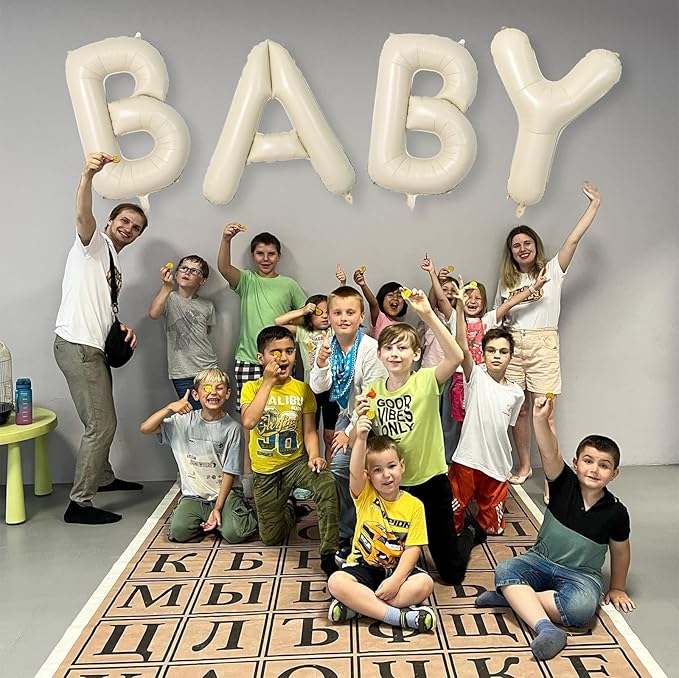 Biapian 40 Inch Letter C Balloons, Giant Cream C Foil Balloon, Big Single Alphabet A-Z Balloons, Beige Large Aluminum C Balloons Helium for Birthday, Baby Shower, Wedding, Anniversary Party Decoration