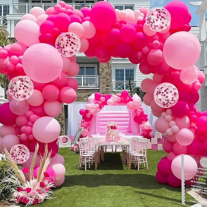 RUBFAC Pink Balloons, Party Balloon for Mother's Day, Hot Pink Balloons for Girls Princess Theme Birthday Decorations Baby Shower Bridal Shower, 65pcs