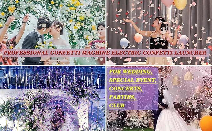 1500W Professional Confetti Machine Confetti Cannon Machine Electric Confe-tti Launcher Confe-tti Tubes W/Wireless Remote, for Special Event, Parties, Club, Wedding, Concerts