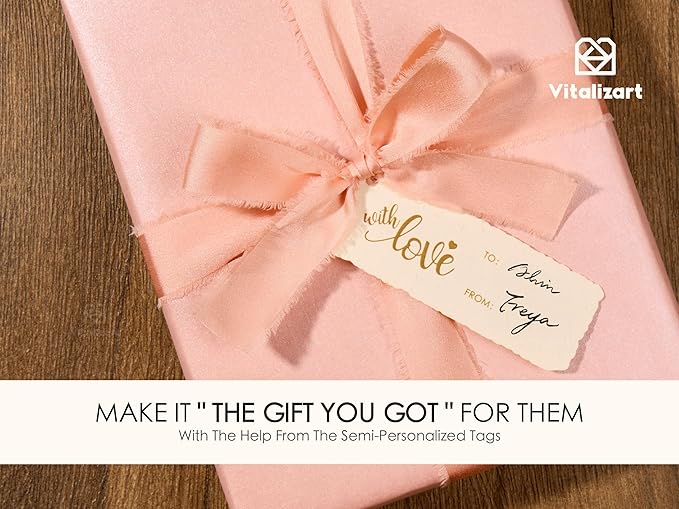Vitalizart Pink Wrapping Paper Set 17" Pearly-Lustre With Silk Like Satin Ribbon & Gift Tags Recyclable Christmas Gift Wrapping Birthday Baby Shower Wedding Handmade Crafts 197"(16.4 Ft)