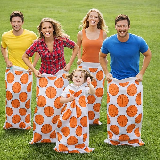 16 Pcs Potato Sack Race Bags Large Basketball Race Bags for Family Outdoor Sport Game Decorations for Adults and Kids Bean Sack Games Set Outside Yard Birthday Party Supplies 40 x 20 Inches