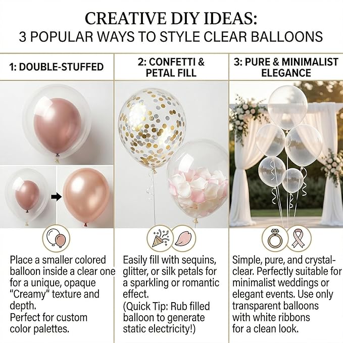 140pcs Clear Balloon Garland Arch Kit, 18/12/10/5 Inch Premium Transparent Balloons for Graduation 2026, Wedding, Baby Shower, Anniversary, Birthday Party Decorations