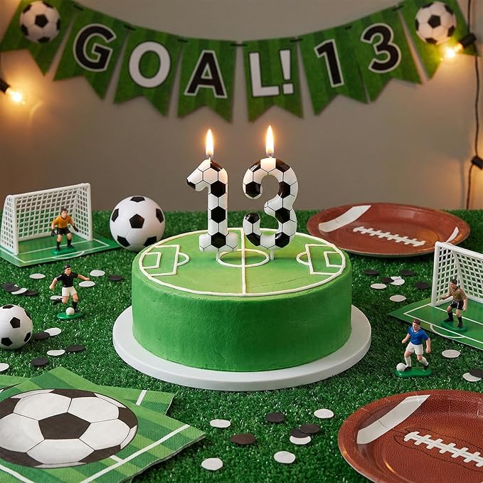 Soccer Number 13 Birthday Candle, 13th Birthday Candle Sport-Theme Cake Topper, Soccer Theme Party Decorations for Boys Girls, Party Supplies Birthday Gifts