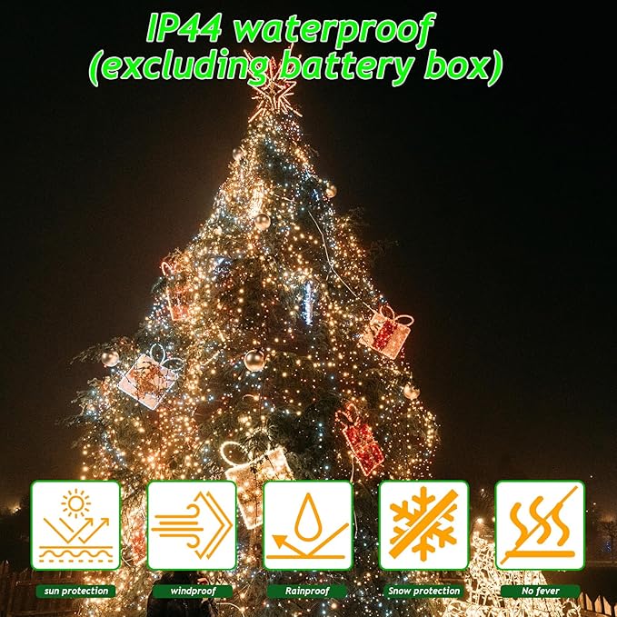 Fairy String Lights Battery Operated,2Pack 33FT 100 LED Twinkle Lights Indoor Outdoor String Lights for Bedroom,Dorm,Patio,Tapestry,Backyard,Garden,Christmas,Party