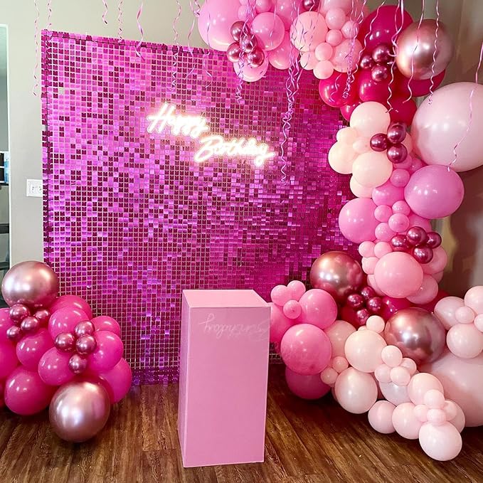 Pink Balloons Garland Arch Kit - 161Pcs Different Size Hot Pink Metallic Pink Shades of Pink and Pink Heart Balloons for Girl Birthday Baby Shower Princess Valentine's Day Party Decorations
