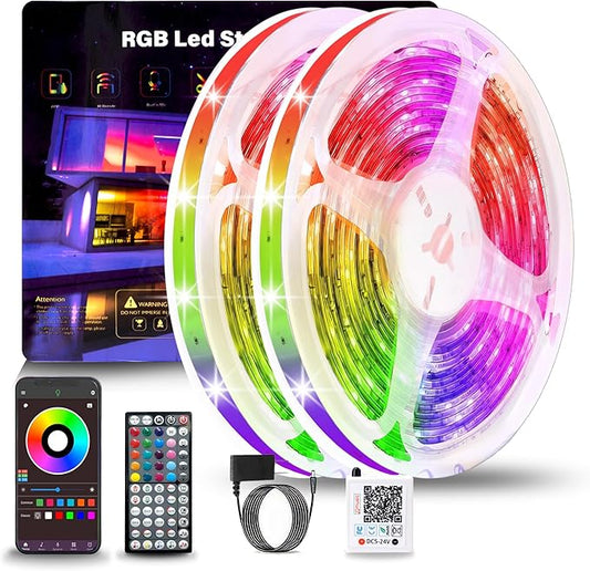 NBBUFF Led Lights for Bedroom 132ft (2 Rolls of 65.6ft), Color Changing RGB Led Strip Lights with 60 Keys Remote and App Control, Music Sync Led Lights for Room Kitchen Party Home Decor