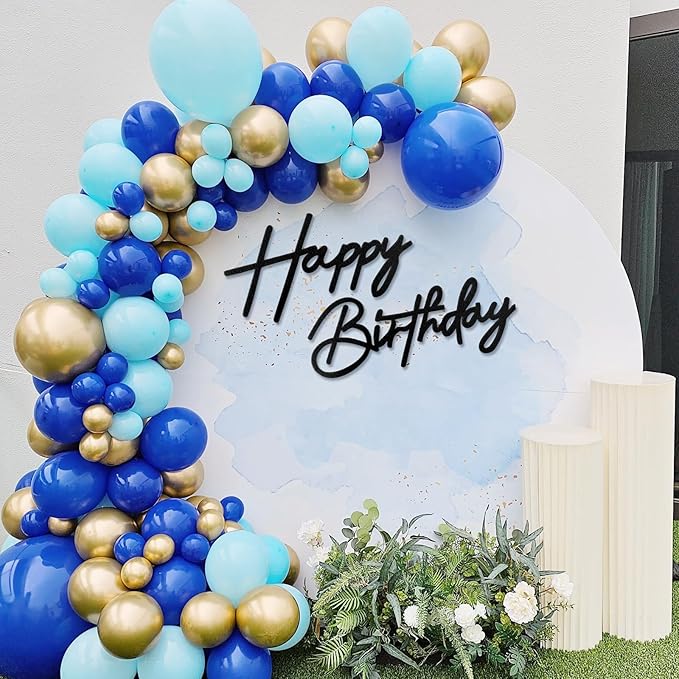 Happy Birthday Sign - Black Felt 'Happy Birthday' Letter Sign for Balloon Arch Backdrop Decorations - 1 Count, Unisex, All Ages, Boys, Girls