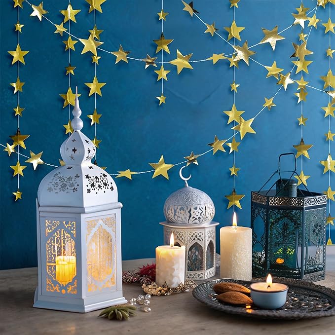 Cheerland 157ft Gold Star Garland Banner 2026 Graduation Decor Star Hanging Banner Twinkle Sparkle Backdrop for Prom Decoration Birthday Party Classroom Wedding Supplies Galaxy (Gold)