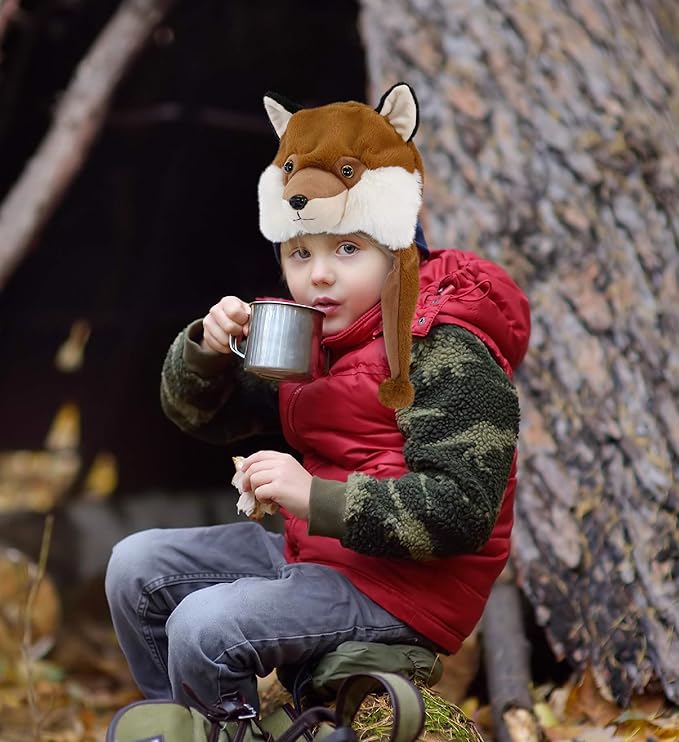 DolliBu Plush Hat – Super Soft Fleece Stuffed Animal Beanie with Ear Flaps, Cozy Warm Winter Hat for Kids – One Size
