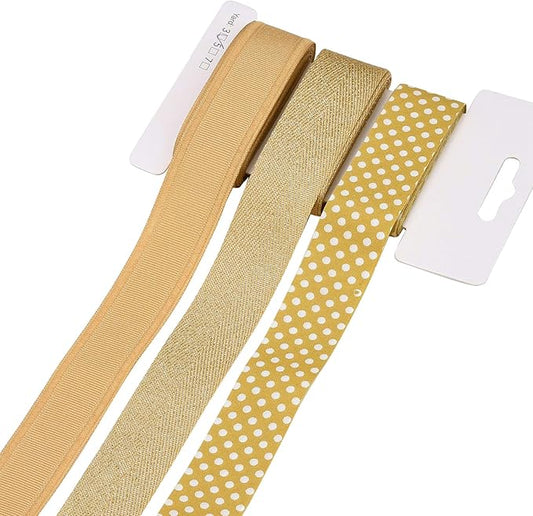 BEEFLYING 3 Styles Ginger Wire Edged Ribbons for Gift Wrapping, 25~28mm×2.7m Herrinbone Ribbons Spot Ribbons for Wedding Party Decoration Hair Bows Flower Designs Sewing and Craft, 9 Yards