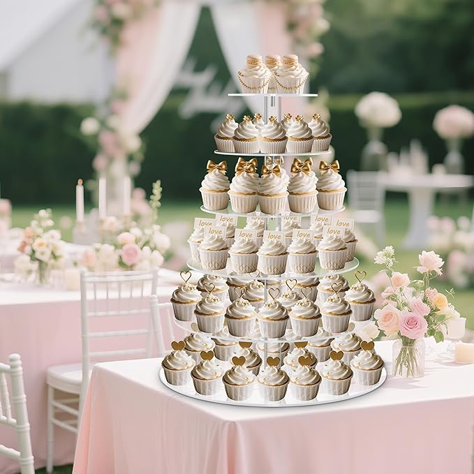 6 Tier Large Cupcake Stand, Tiered Acrylic Cupcake Holder Stand for 80 Cupcakes, Clear Cupcake Tower for Wedding,Birthday,Party
