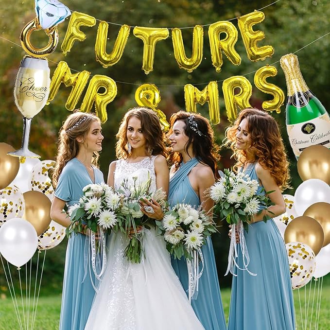 Engagement Party Decorations Bridal Shower Decor She Said Yes Decorations Bridal Shower Balloons Wedding Balloons Soon To Be Future Mr And Mrs Balloons Decor Engaged Decorations Engagement Banner