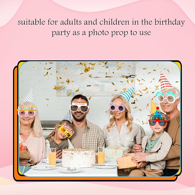 14 Pack Birthday Glasses Funny Plastic Birthday Eyeglasses Happy Birthday Party Sunglasses for Birthday Party and Photo Booth Props