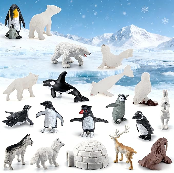 26 Pcs Cute Mini Arctic Animals Figurines Set Realistic Polar Tiny Penguin Animal Figurines Cupcake Cake Topper Christmas Birthday Gift Christmas Party Supplies Gift