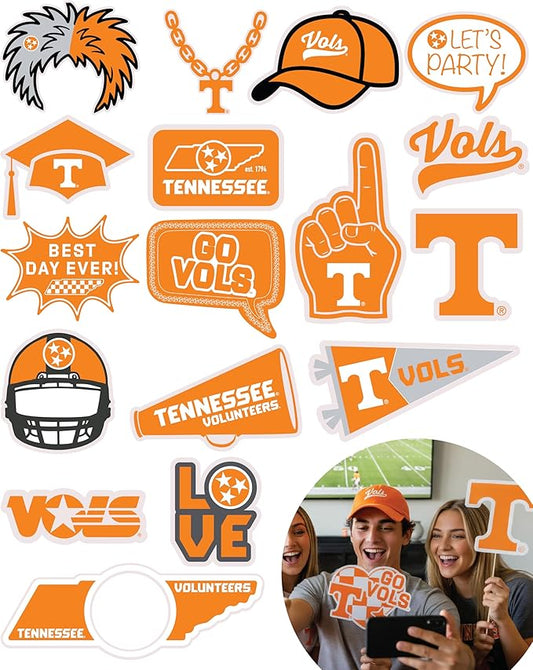 Tennessee Vols Photo Prop Kit 20 Piece Set for Graduation, Birthdays, Football Game Day Party Supplies (Tennessee Vols)