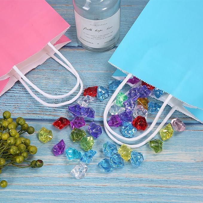 Kraft Paper Bags Rainbow Party Favor Gift Bags 6 Colors with Handles for Wedding, Baby Shower, Birthday Party Supplies (30)
