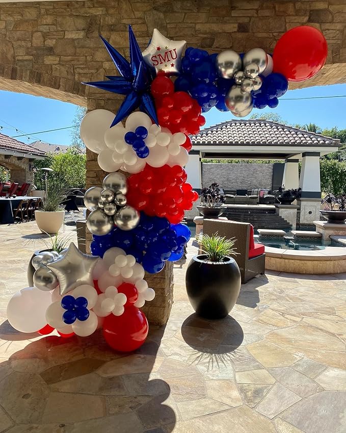Red White and Blue Latex Balloons, 50pcs 12 Inches Red and Blue with Confetti Balloons for 4th of July, Independence Day, Birthday, Graduation Party Decorations