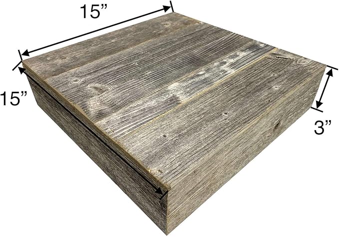 BARNWOODUSA Wood Cake Stand 15"x15" Weathered Gray Rustic Wooden Wedding Dessert Stand Vintage Sturdy 100% Reclaimed Wood