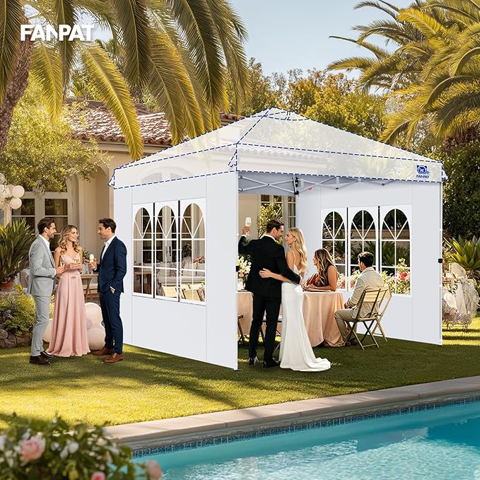 FANPAT Church Window 10x10ft Canopy Sidewalls for Pop Up Canopy, Waterproof UV Protection Fabric, Suitable for Outdoor Party, Picnics & Camping, Khaki(2pcs Sidewalls Only, NOT Included Frame and Top)