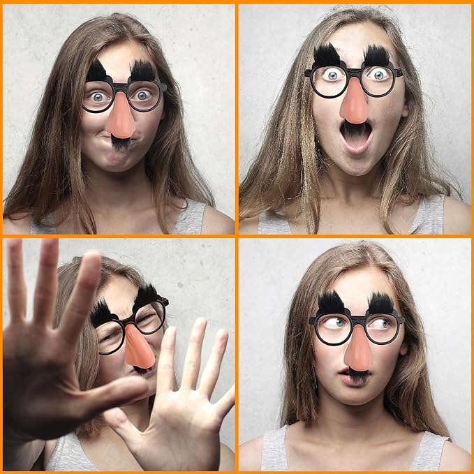 30 PCS Disguise Glasses with Funny Nose Funny Glasses with Eyebrows and Mustache Party Favors for Costume Halloween and Birthday Parties