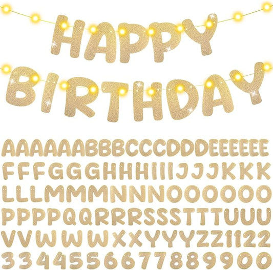 TaoBary 112 Pcs DIY Letter Banner Kit Glitter Customizable Banner Letters Including 107 Letters and Numbers 3 Rope for Valentine Day Wedding Birthday Party Anniversary Personalized Decor