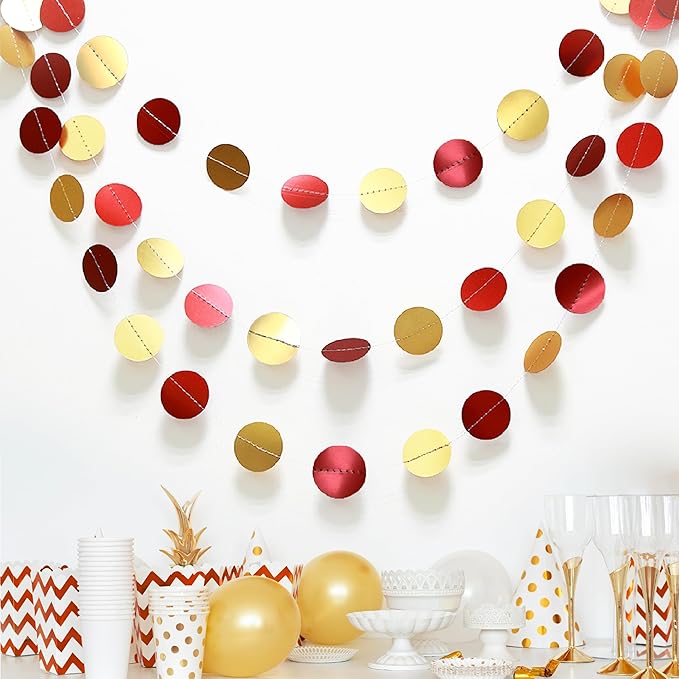 Cheerland Red and Gold Birthday Decorations Valentines Backdrop Red and Gold Garland Scarlet Maroon Party Decor Hanging Garlands Celebration for Weddings Bridal Showers Lunar New Year Valentines